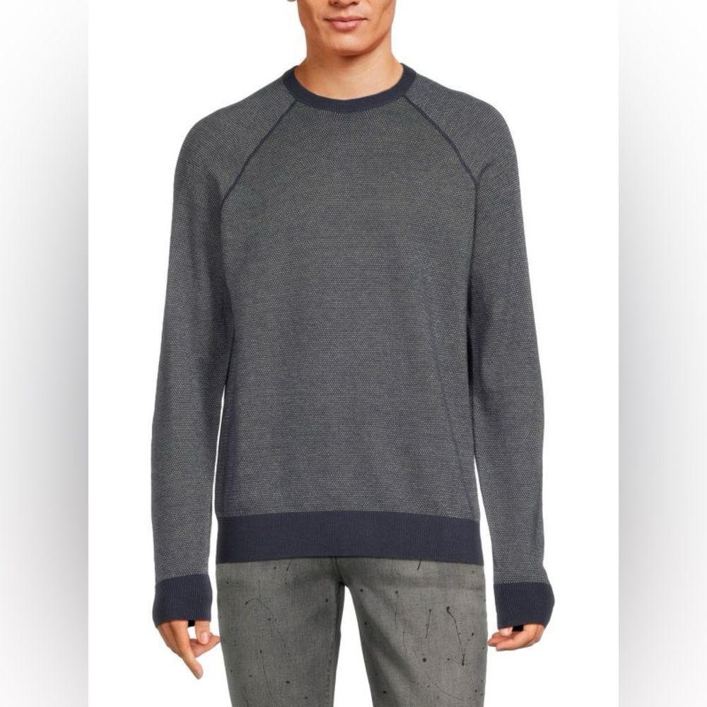 VINCE MEN’s Pullover Birdseye Wool Blend Sweater size L cashmere iris blue navy